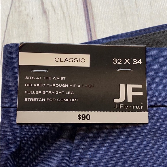 NWT J. FERRAR CLASSIC FLAT FRONT PANTS SIZE 32X34 IN DARK BLUE TEXTURE - Picture 4 of 7
